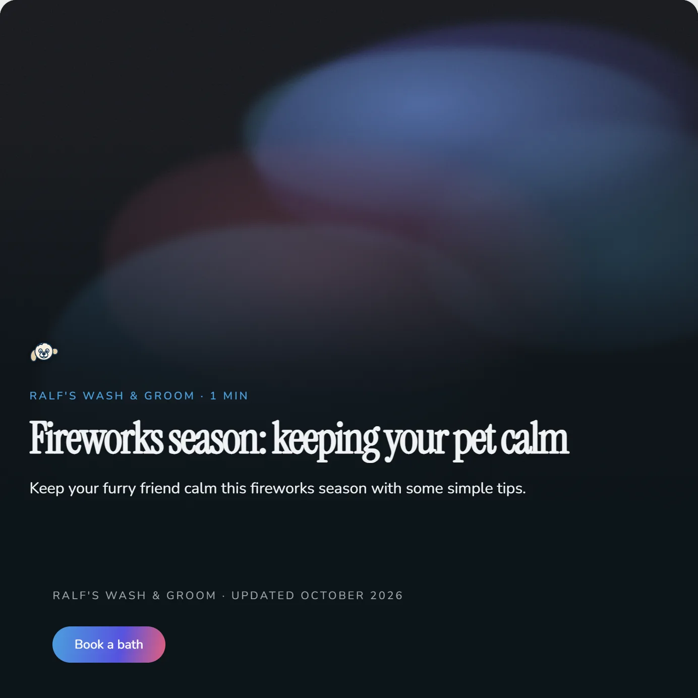 A blog post Katalis wrote and designed in a demo business's own brand.
